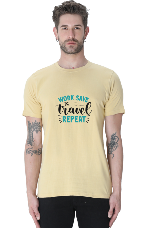 "Work Save Travel Repeat" Graphic T-Shirt - Men's Casual Travel Wear