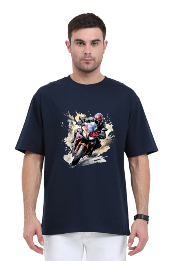 Men's Black T-Shirt with Dynamic Motorcycle Graphic - Image 10