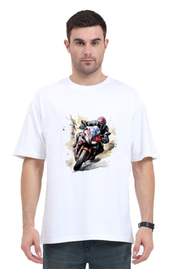 Men's Black T-Shirt with Dynamic Motorcycle Graphic - Image 12