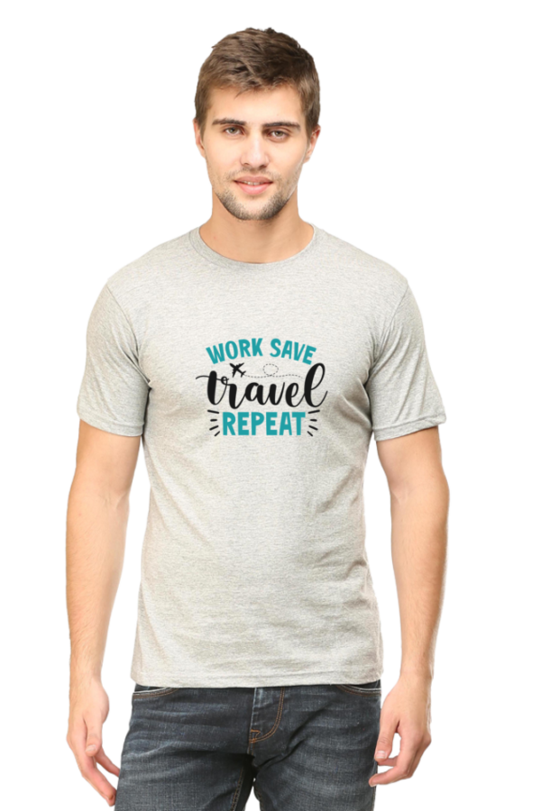 "Work Save Travel Repeat" Graphic T-Shirt - Men's Casual Travel Wear - Image 2