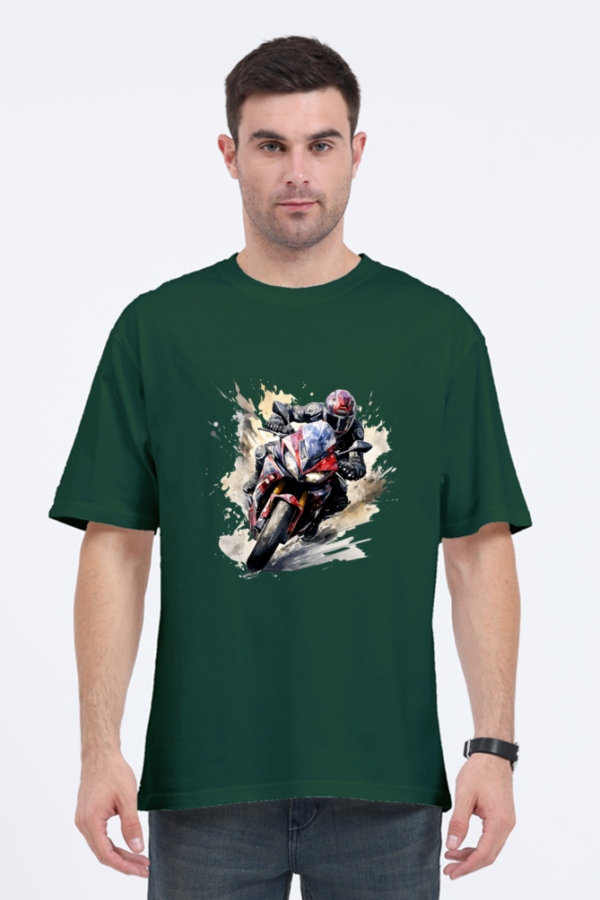 Men's Black T-Shirt with Dynamic Motorcycle Graphic - Image 8