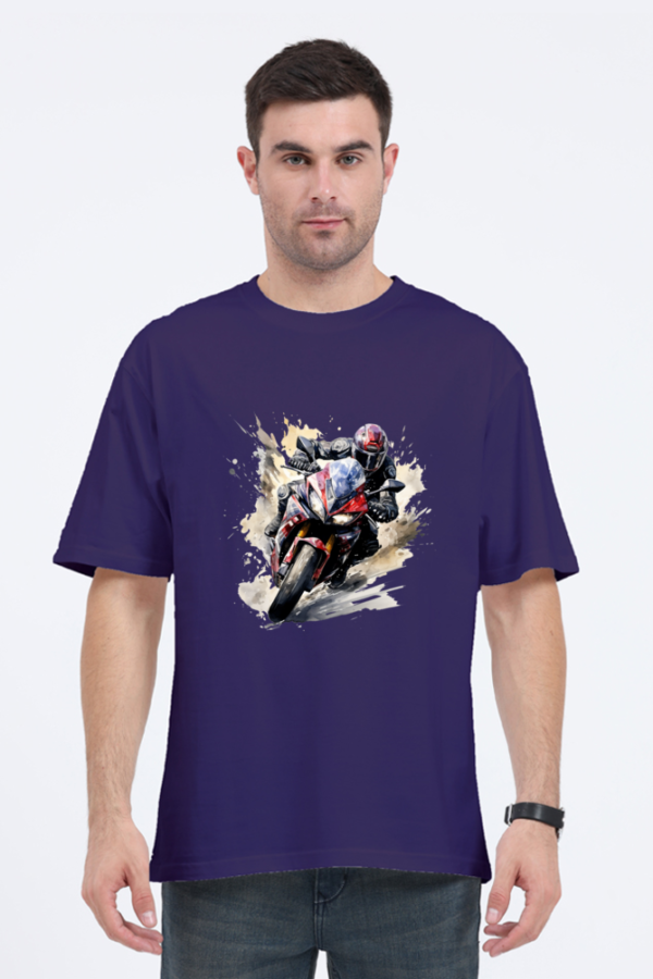 Men's Black T-Shirt with Dynamic Motorcycle Graphic - Image 5
